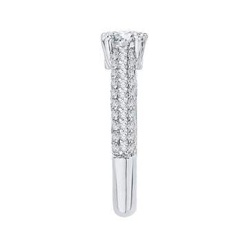 Euro Shank Diamond Cathedral Style Engagement Ring In 14K White Gold (Semi-Mount)